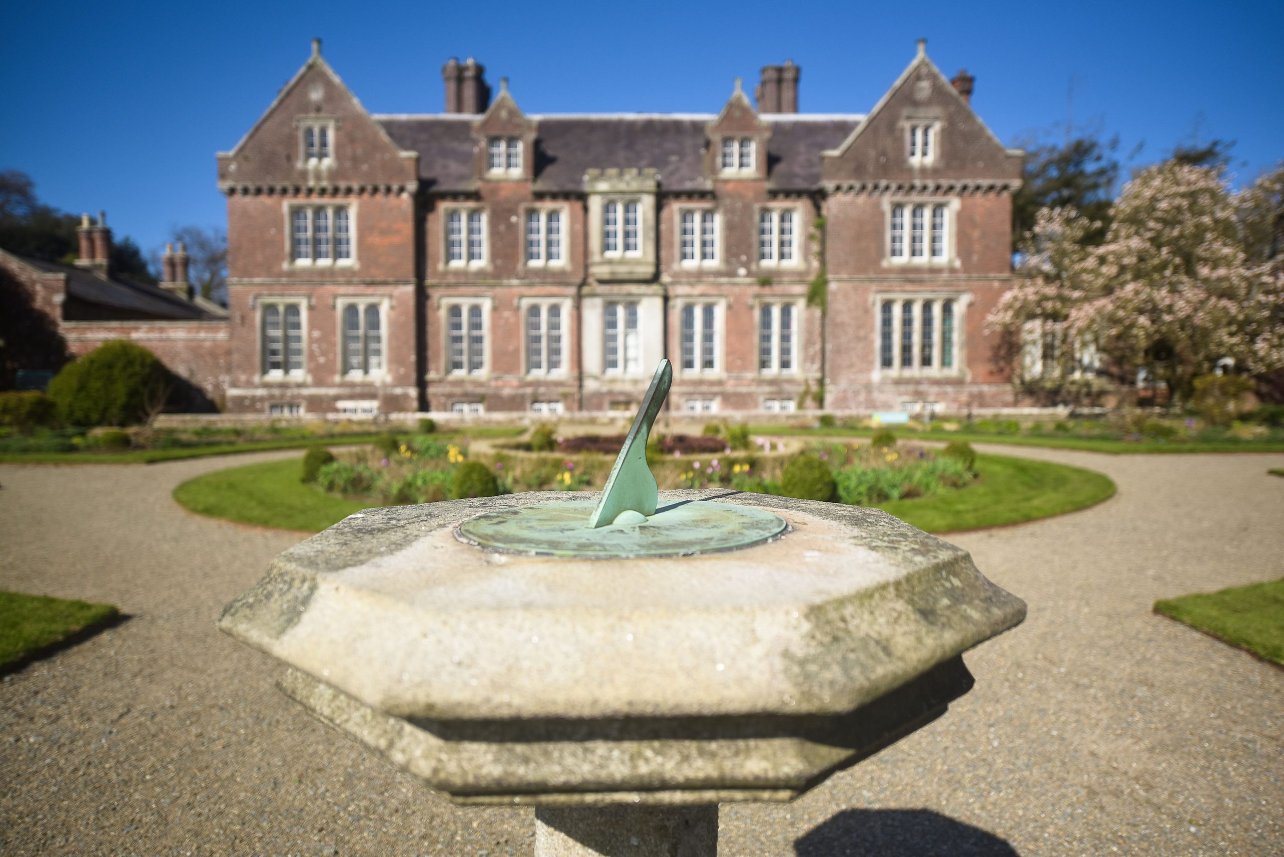 Wells House and Garden Wexford Sundial with Wells House in the background